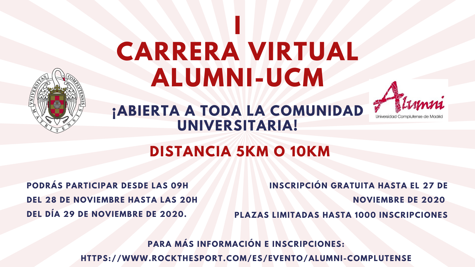 Participa en la I Carrera Virtual Alumni-UCM, entre el 28 y 29 de noviembre. Inscripción gratuita, hasta el 27